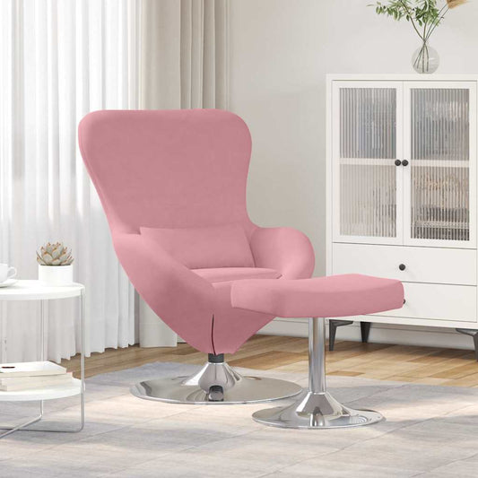 Sedia Egg con Pouf Rosa 63 x 73 x 90 cm Velluto