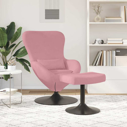 Sedia Egg con Pouf Rosa 63 x 73 x 90 cm Velluto