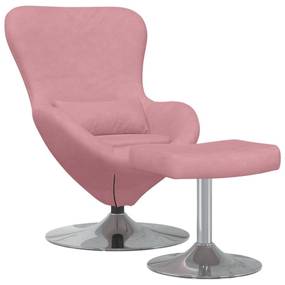 Sedia Egg con Pouf Rosa 63 x 73 x 90 cm Velluto