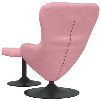 Sedia Egg con Pouf Rosa 63 x 73 x 90 cm Velluto