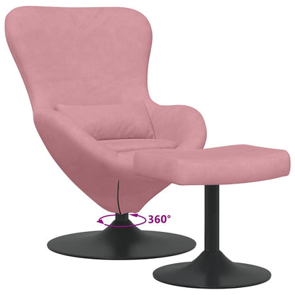 Sedia Egg con Pouf Rosa 63 x 73 x 90 cm Velluto