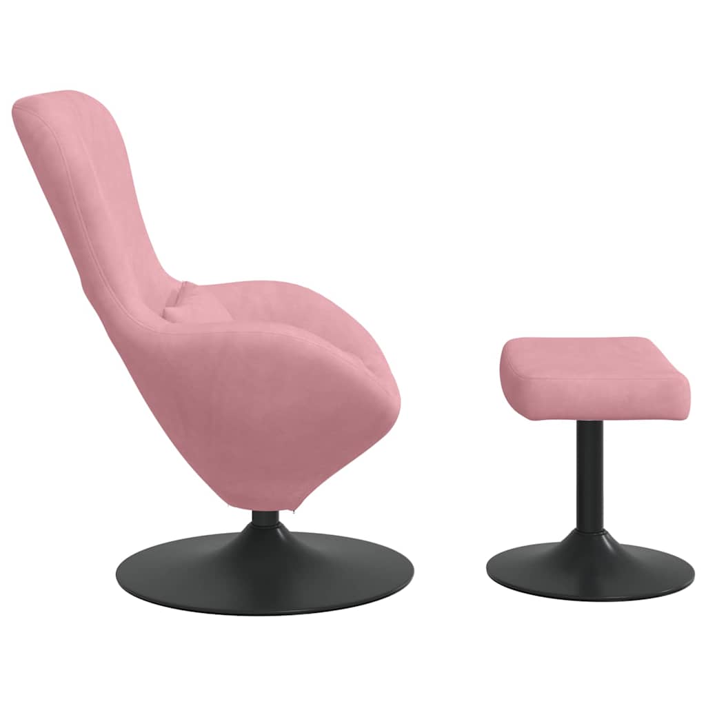 Sedia Egg con Pouf Rosa 63 x 73 x 90 cm Velluto
