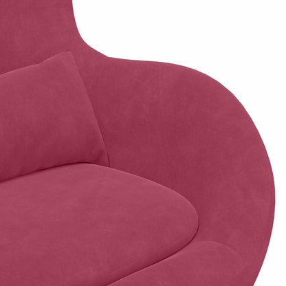 Sedia Egg con Pouf Rosso Vino 63 x 73 x 90 cm Velluto