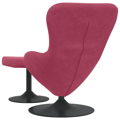 Sedia Egg con Pouf Rosso Vino 63 x 73 x 90 cm Velluto
