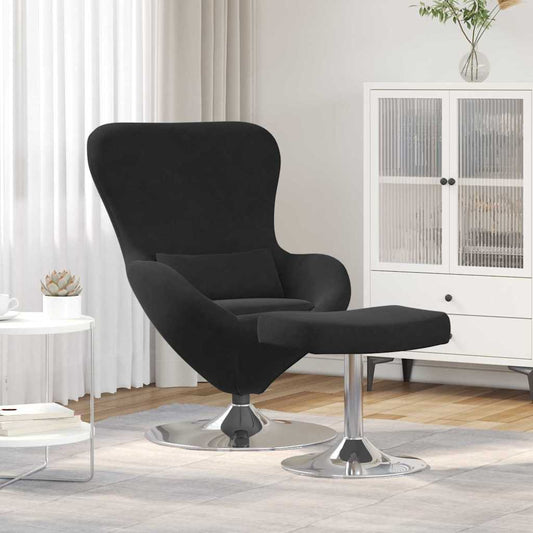 Sedia Egg con Pouf Nero 63 x 73 x 90 cm Velluto