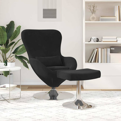 Sedia Egg con Pouf Nero 63 x 73 x 90 cm Velluto