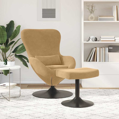 Sedia Egg con Pouf Marrone 63 x 73 x 90 cm Velluto