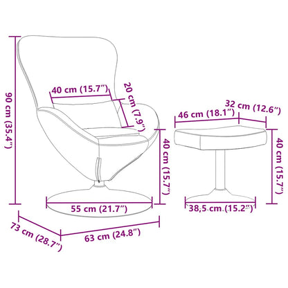 Sedia Egg con Pouf Viola 63 x 73 x 90 cm Velluto