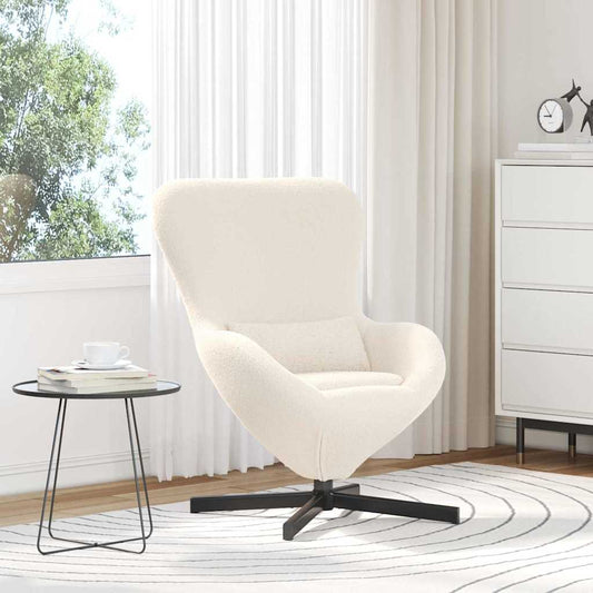 Poltrona uovo Crema Tessuto simile alla lana ricci