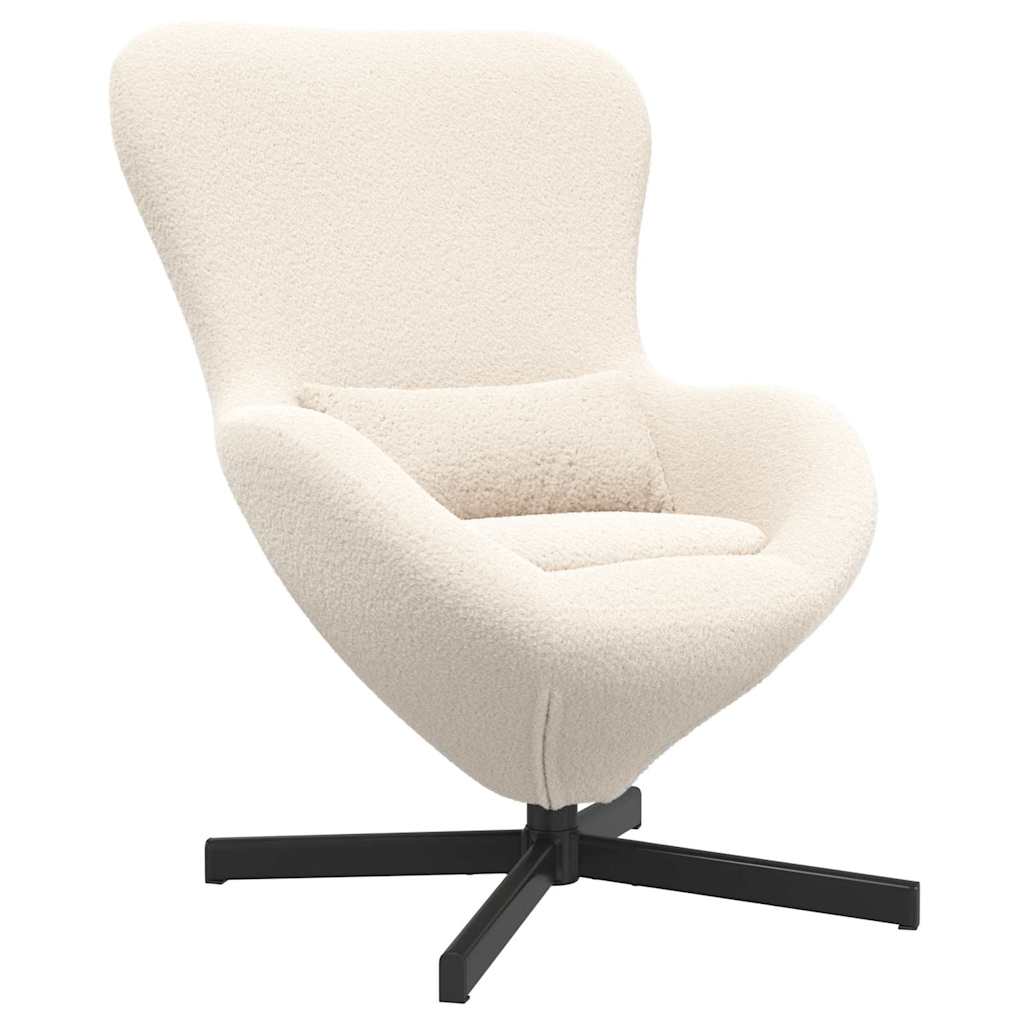 Poltrona uovo Crema Tessuto simile alla lana ricci