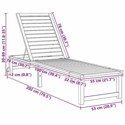 Lettino da sole 1-persona Marrone 53 x 202 x 89cm