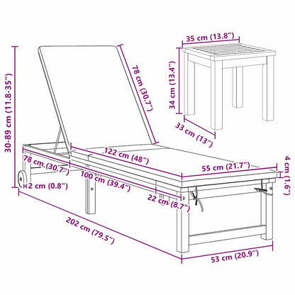Lettino da sole 1-persona Marrone 53 x 202 x 89cm