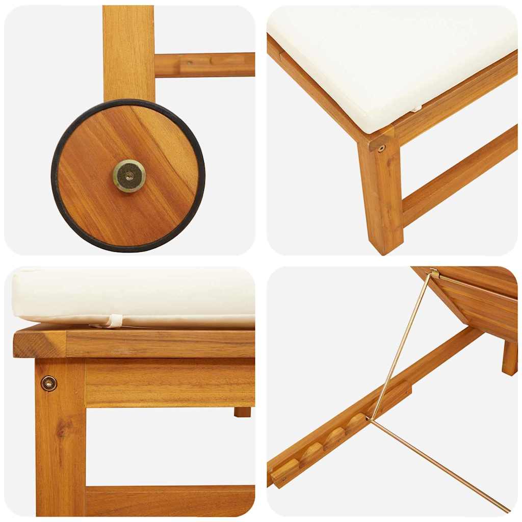 Lettino da sole con cuscino 1-persona Marrone 53 x 202 x 89cm