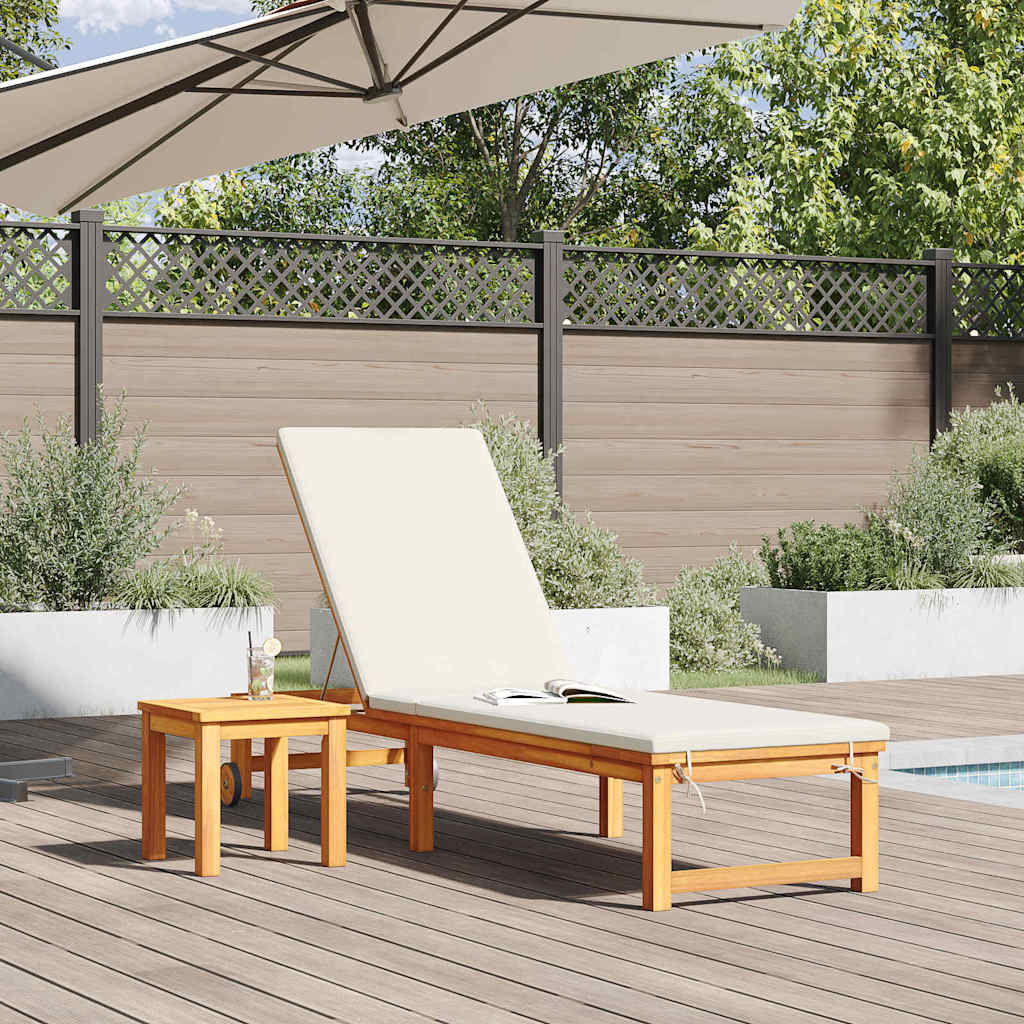 Lettino da sole con cuscino 1-persona Marrone 53 x 202 x 89cm