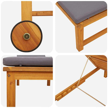 Lettino da sole con cuscino 1-persona Marrone 53 x 202 x 89cm