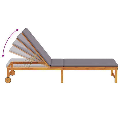 Lettino da sole con cuscino 1-persona Marrone 53 x 202 x 89cm