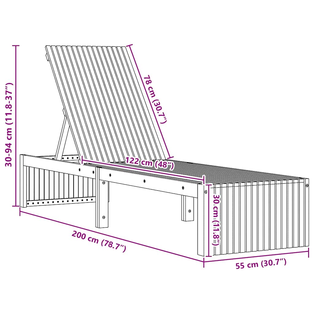 Lettino da sole 1-persona Marrone 200 x 55 x 94cm