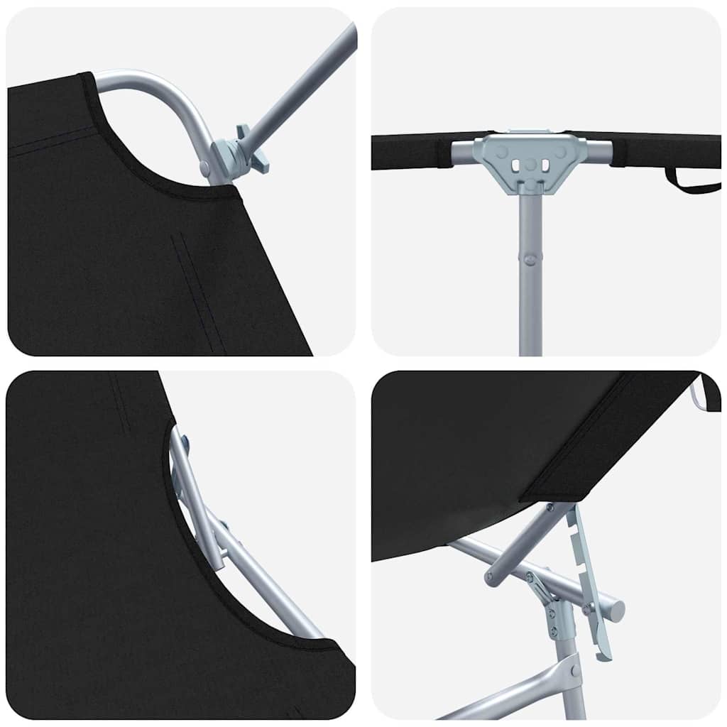 Lettino da sole 2-persona 2 pcs Nero 58 x 188 x 77cm Tessuto