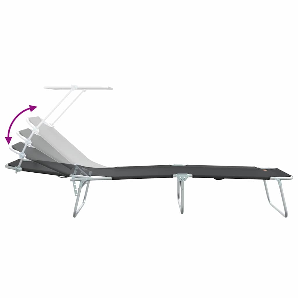 Lettino da sole 2-persona 2 pcs Nero 58 x 188 x 77cm Tessuto