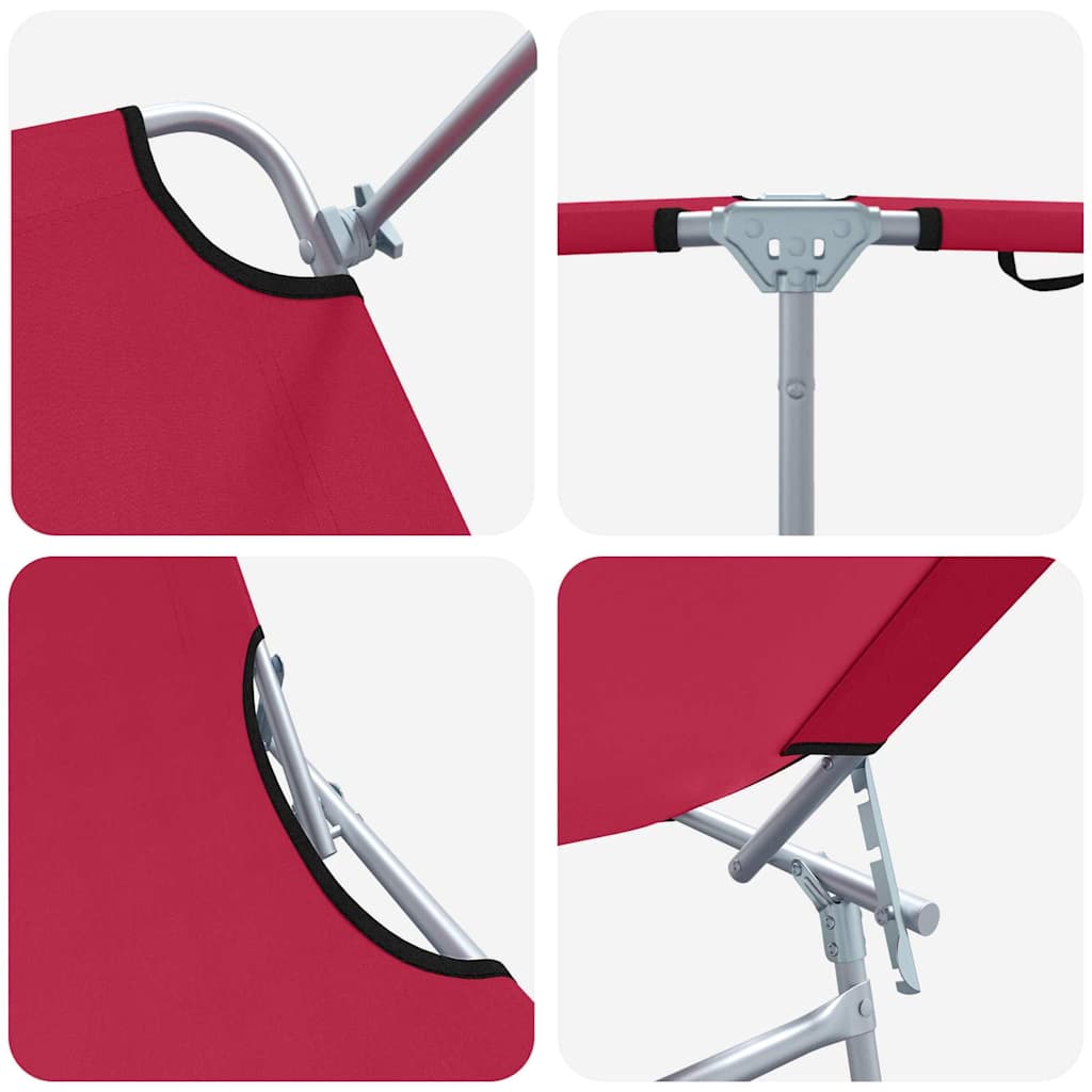 Lettino da sole 2-persona 2 pcs Rosso 58 x 188 x 77cm Tessuto