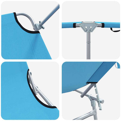 Lettino da sole 2-persona 2 pcs Blu 58 x 188 x 77cm Tessuto