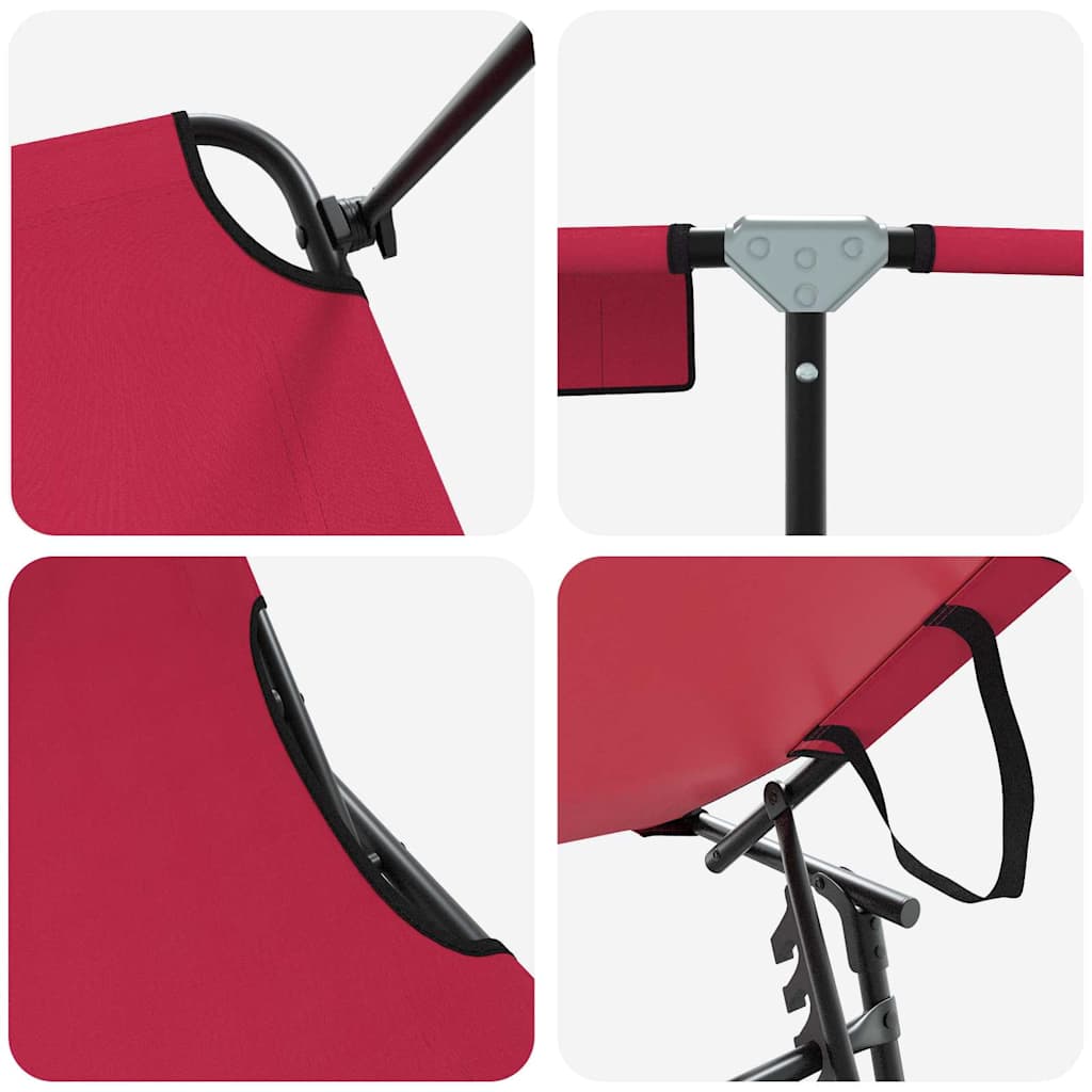 Lettino prendisole pieghevole Rosso 56 x 190 x 81cm Tessuto