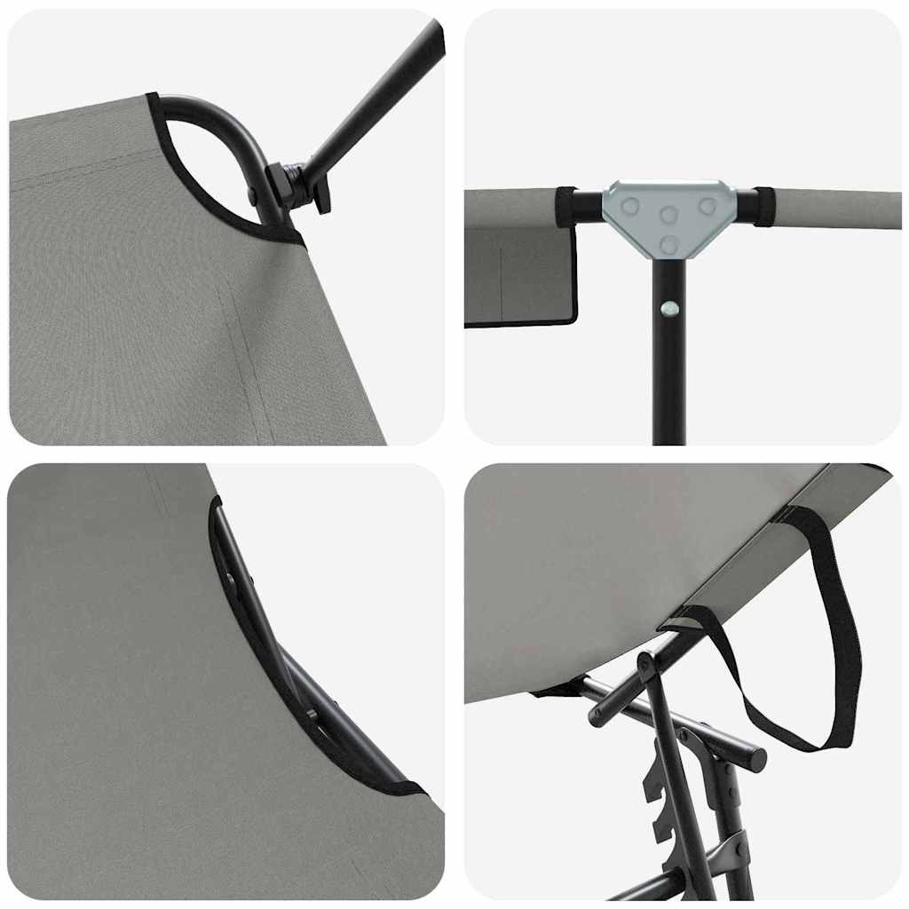 Lettino prendisole pieghevole Grigio 56 x 190 x 81cm Tessuto