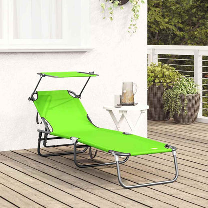 Lettino prendisole pieghevole Verde 56 x 190 x 81cm Tessuto