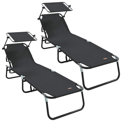 Lettino prendisole pieghevole 2 pcs Nero 56 x 190 x 81cm