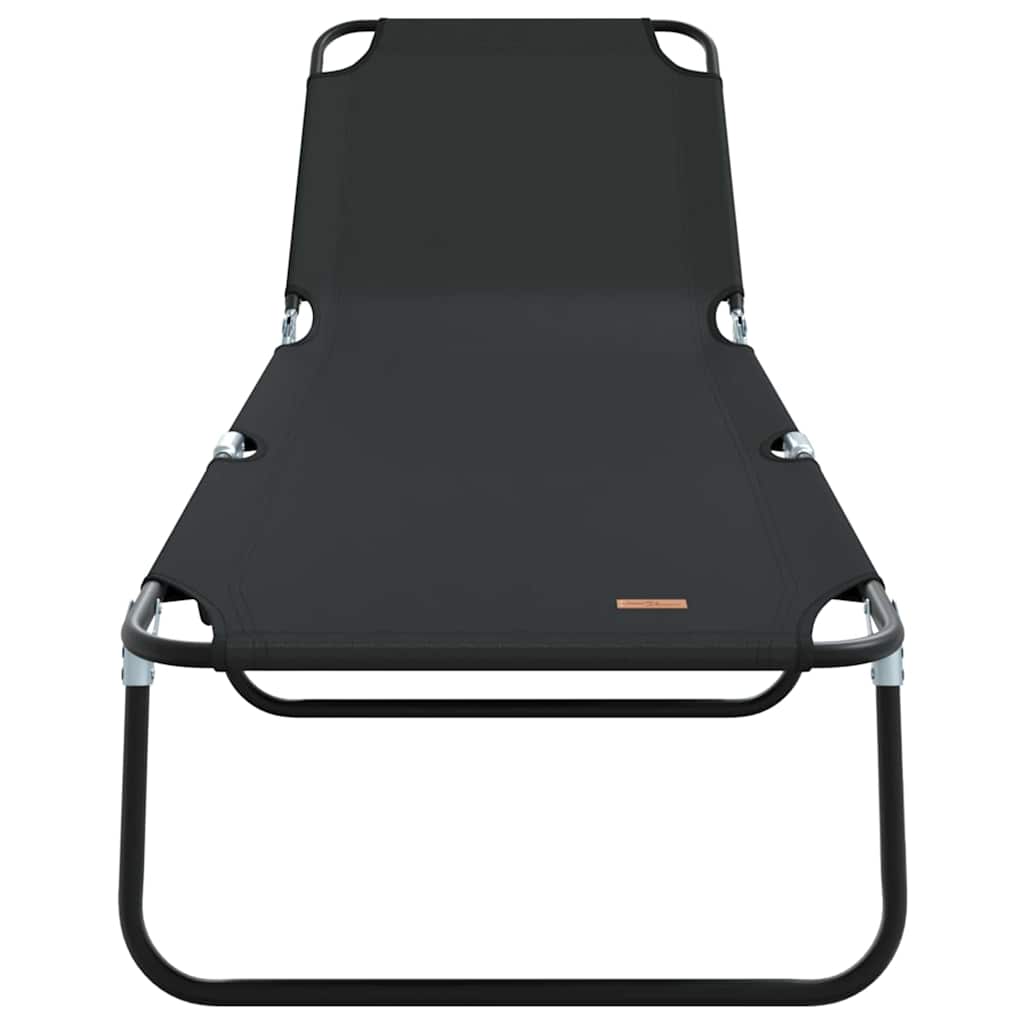 Lettino prendisole pieghevole Nero 56 x 189 x 87cm Tessuto