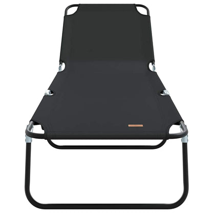 Lettino prendisole pieghevole Nero 56 x 189 x 87cm Tessuto