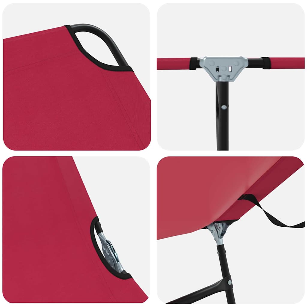 Lettino prendisole pieghevole Rosso 56 x 189 x 87cm Tessuto