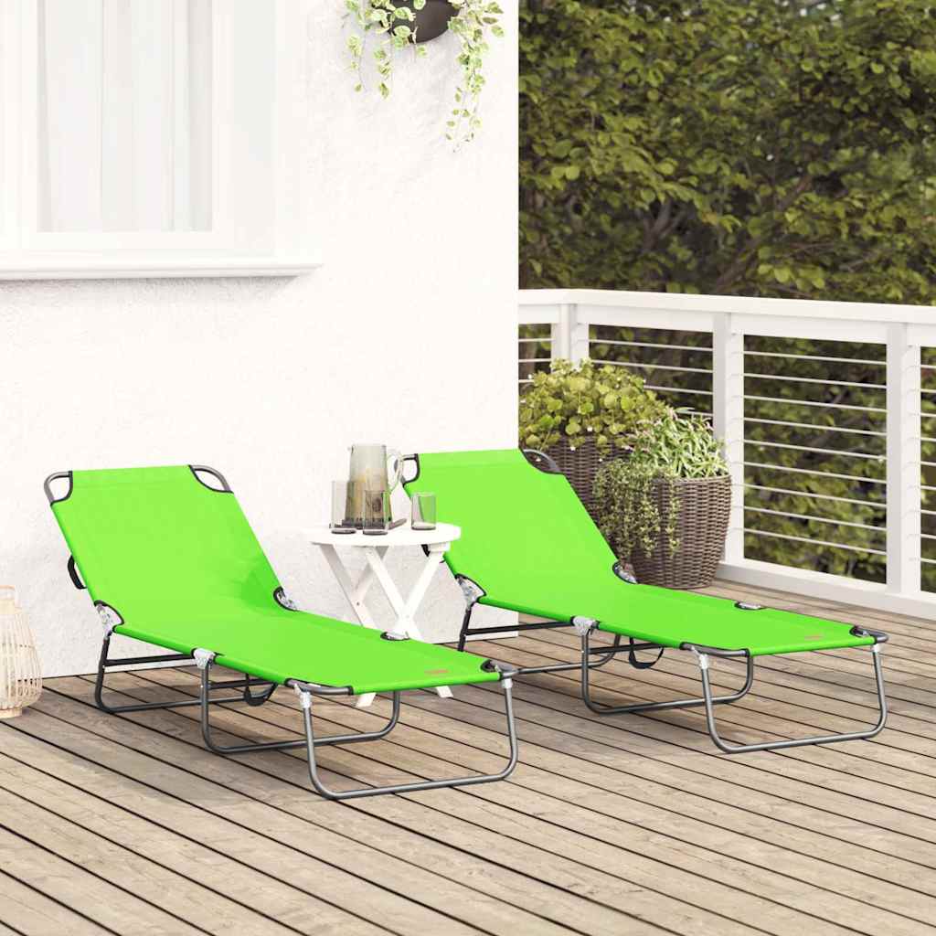 Lettino prendisole pieghevole 2 pcs Verde 56 x 189 x 87cm