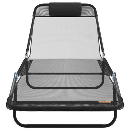 Lettino prendisole pieghevole Nero 182 x 55 x 85.5cm Textilene