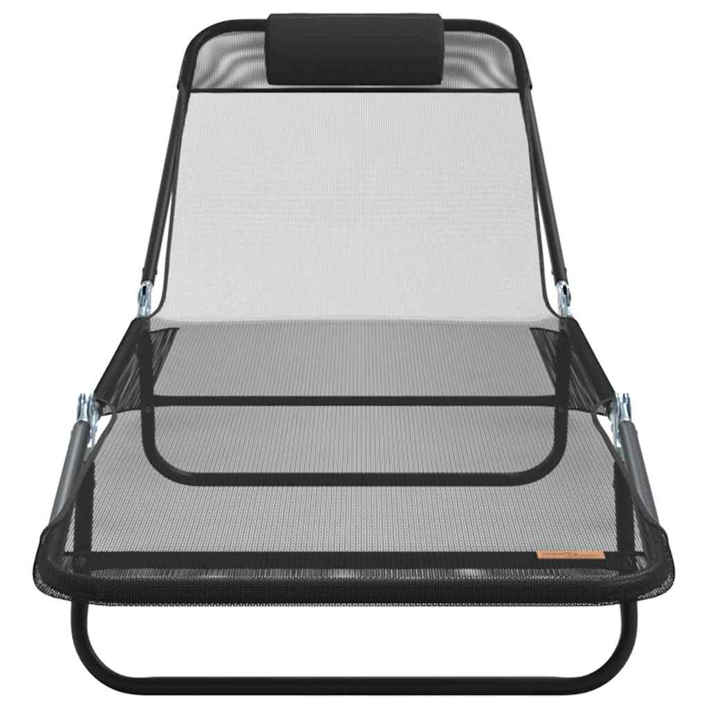 Lettino prendisole pieghevole 2 pcs Nero 182 x 55 x 85.5cm