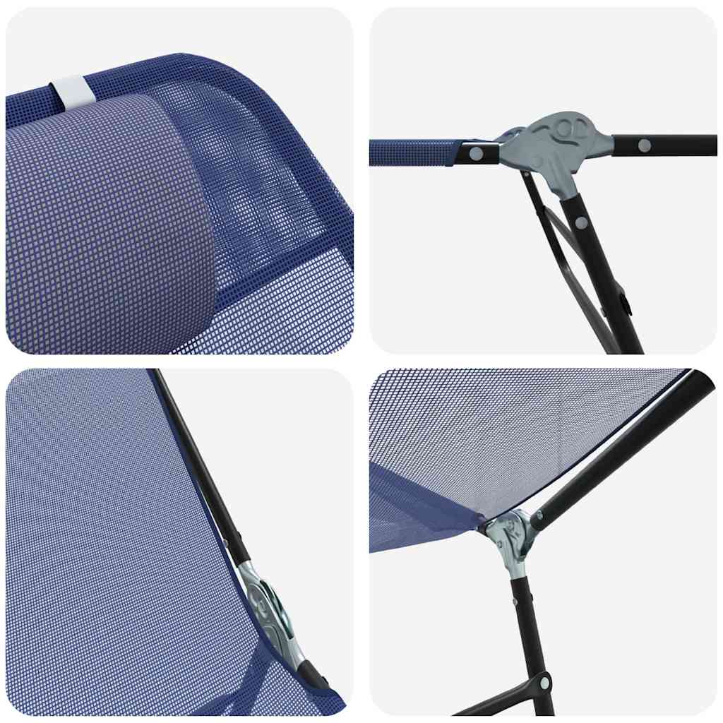 Lettino prendisole pieghevole 2 pcs Navy 182 x 55 x 85.5cm