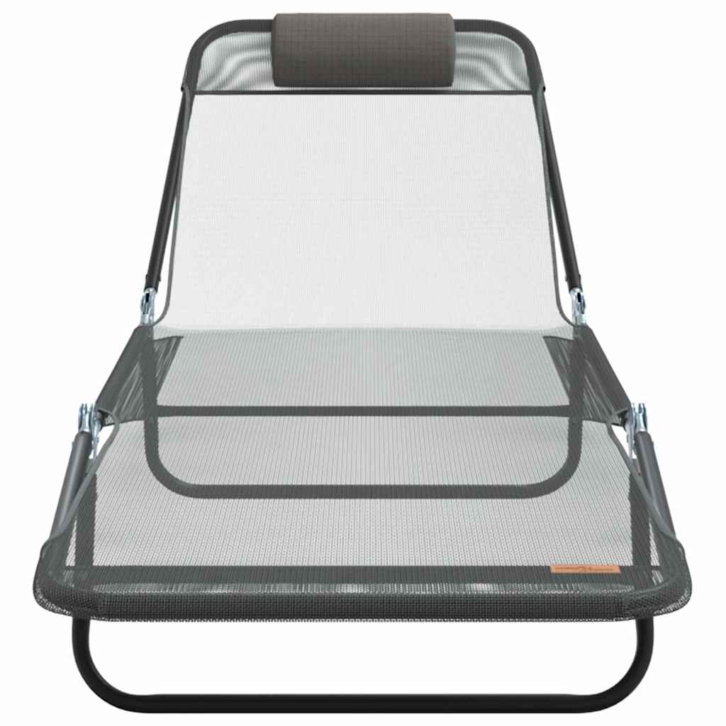 Lettino prendisole pieghevole 2 pcs Grigio 182 x 55 x 85.5cm