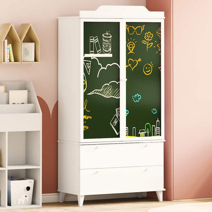 Armadio con Lavagna con cassetto Bianco Legno multistrato