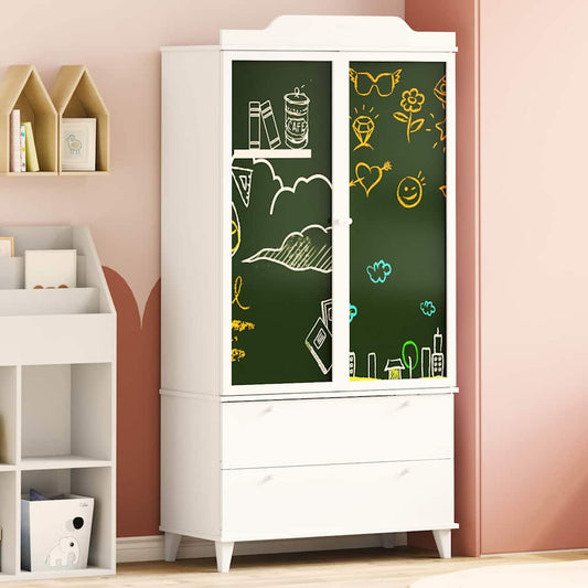 Armadio con Lavagna con cassetto Bianco Legno multistrato