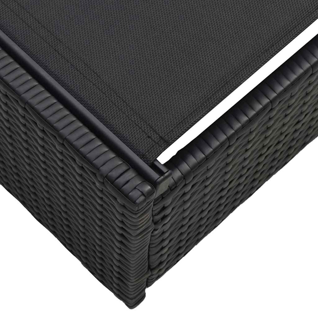 Lettino da sole con cuscino Nero 60 x 200 x 27cm polyrattan