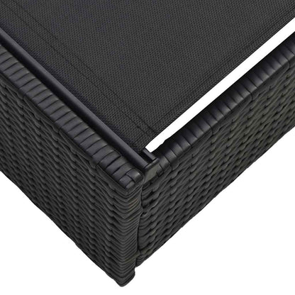 Lettino da sole con cuscino Nero 60 x 200 x 27cm polyrattan