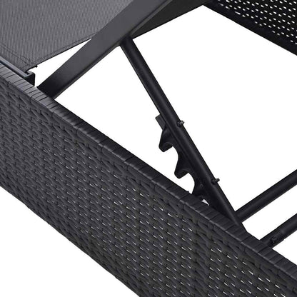Lettino da sole con cuscino Nero 60 x 200 x 27cm polyrattan