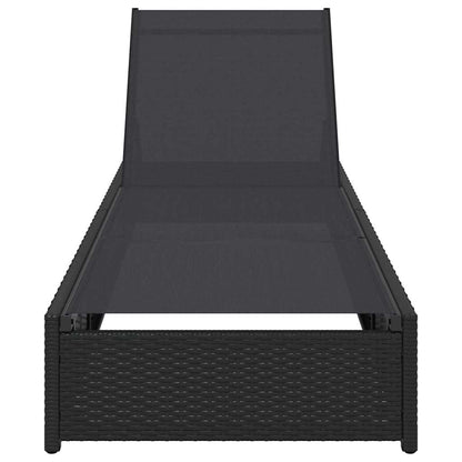 Lettino da sole con cuscino Nero 60 x 200 x 27cm polyrattan