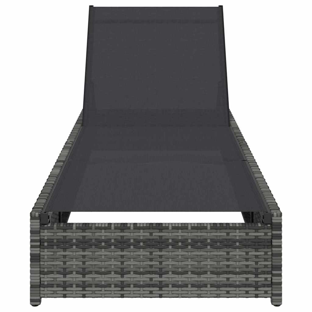 Lettino da sole con cuscino Grigio 60 x 200 x 27cm polyrattan