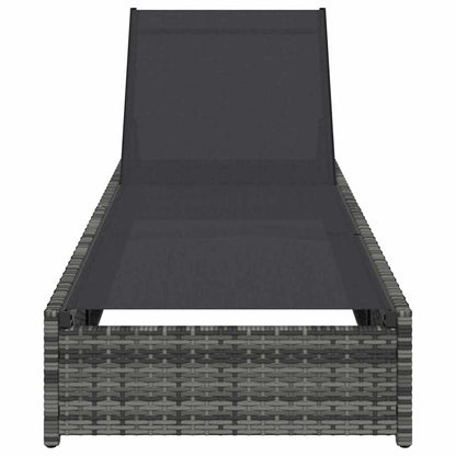 Lettino da sole con cuscino Grigio 60 x 200 x 27cm polyrattan