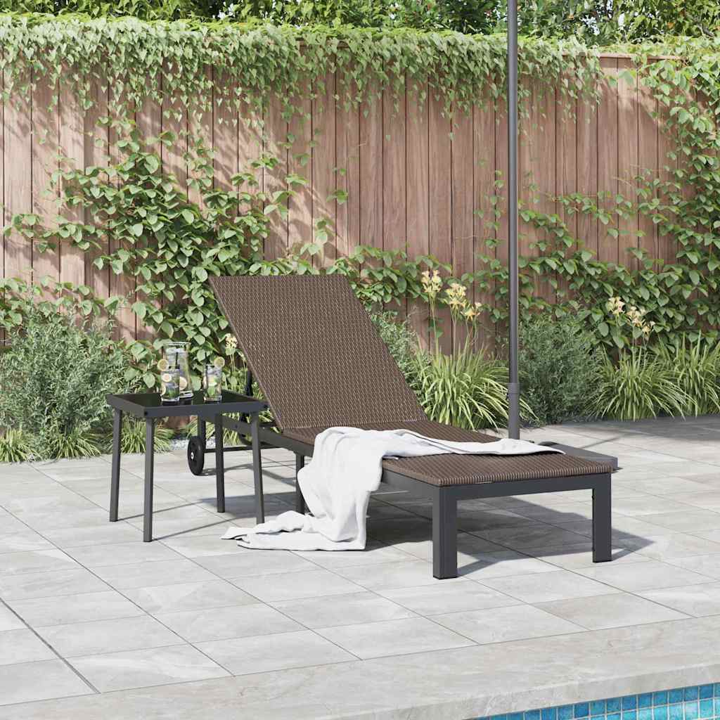 Lettino da Sole 1-persona Marrone 60 x 200 x 27cm polyrattan