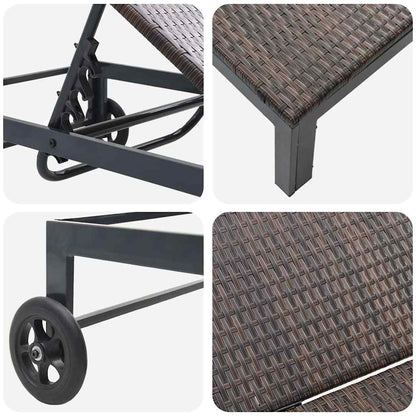 Lettino da Sole 3 pcs Marrone 40 x 39 x 40.5cm polyrattan