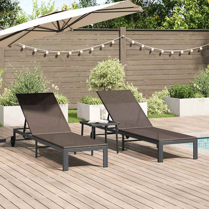 Lettino da Sole 3 pcs Marrone 40 x 39 x 40.5cm polyrattan