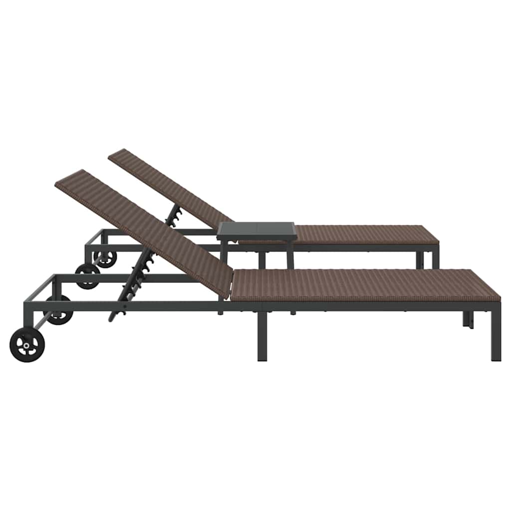 Lettino da Sole 3 pcs Marrone 40 x 39 x 40.5cm polyrattan