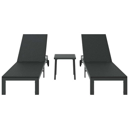 Lettino da Sole 3 pcs Nero 40 x 39 x 40.5cm polyrattan